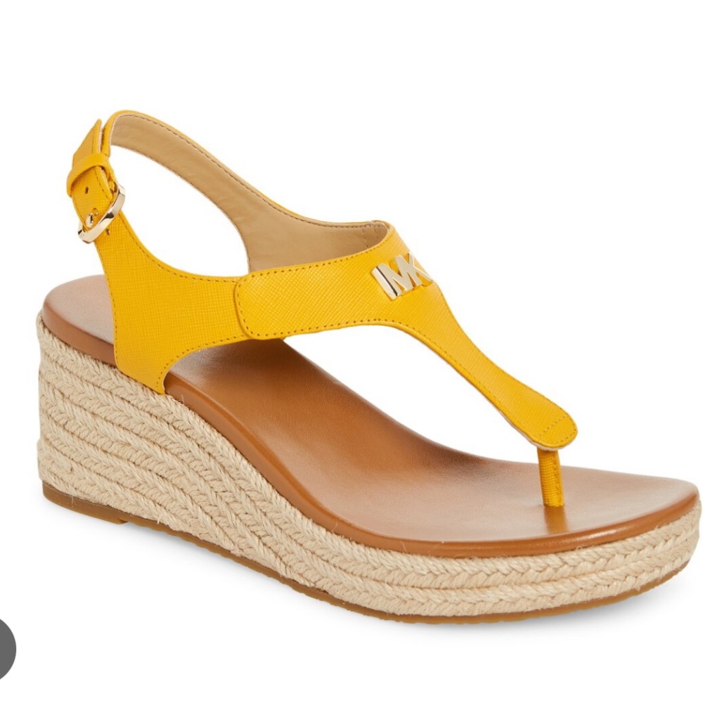 MICHAEL KORS 
Laney Espadrille Platform Wedge Sandal - Sun Leather/ Jute 10m